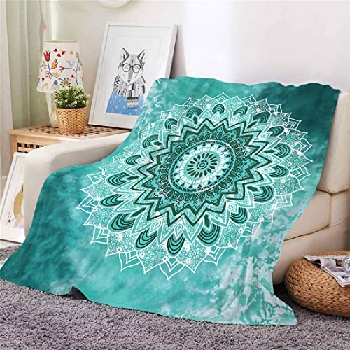 Hixingo Kuscheldecke Flanell Kinder Fleecedecke Decke, Mandala Drucken Flauschige Weich Warm Wohndecke für Sofa Bett, Dicke Sofadecke Couchdecke Tagesdecke (150x200cm,Türkis) von Hixingo
