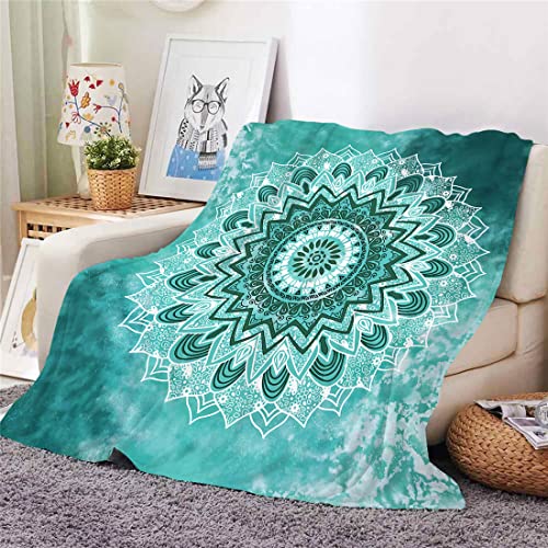 Hixingo Kuscheldecke Flanell Kinder Fleecedecke Decke, Mandala Drucken Flauschige Weich Warm Wohndecke für Sofa Bett, Dicke Sofadecke Couchdecke Tagesdecke (150x200cm,Türkis) von Hixingo