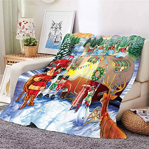 Hixingo Kuscheldecke Flanell Kinder Fleecedecke Decke, Weihnachten 3D Drucken Flauschige Weich Warm Wohndecke für Sofa Bett, Dicke Sofadecke Couchdecke Tagesdecke (130x100cm,Schlitten) von Hixingo