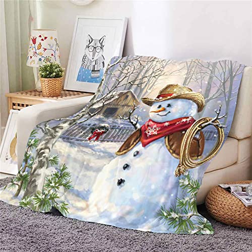 Hixingo Kuscheldecke Flanell Kinder Fleecedecke Decke, Weihnachten 3D Drucken Flauschige Weich Warm Wohndecke für Sofa Bett, Dicke Sofadecke Couchdecke Tagesdecke (150x200cm,Schneemann) von Hixingo