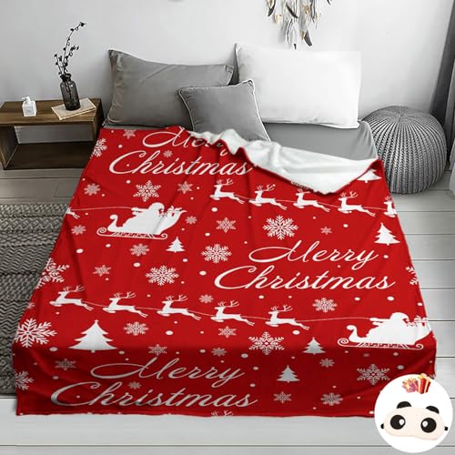 Hixingo Kuscheldecke Fleecedecke, Weihnachten Flanell Decke Sofa Uberwurfdecke Kuscheldecke Flauschig Sofadecke, Weich Sofaüberwurf Couchdecke Wohndecke Wolldecke (150x200cm,Schlitten) von Hixingo