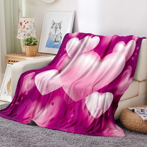 Hixingo Kuscheldecke Fleecedecke Wolldecke, 3D Herz Mikrofaser Sofa Überwurfdecke Kuscheldecke Flauschig Sofadecke, Weich Sofaüberwurf Couchdecke Wohndecke Fleecedecke (180x200cm,violett) von Hixingo