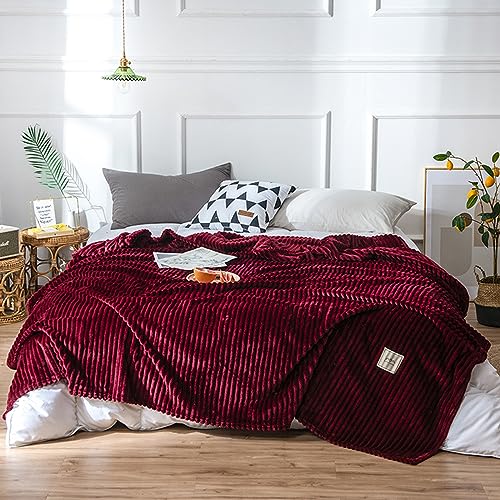 Hixingo Kuscheldecke Fleecedecke Wolldecke, Mikrofaser Sofa Überwurfdecke Kuscheldecke Flauschig Sofadecke, Weich Sofaüberwurf Couchdecke Wohndecke Fleecedecke (100x120cm,Weinrot) von Hixingo