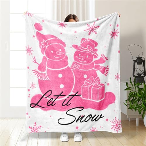 Hixingo Kuscheldecke Rosa Weihnachten Decke, Weiche Leicht Flanelldecke Winter Warme Flauschig Wohndecke mit Weihnachtsmuster, als Sofadecke Couchdecke Bettüberwurf (70x100cm,Schneemann) von Hixingo