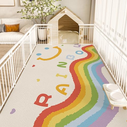 Hixingo Napfunterlage für Hunde und Katze, PVC Futtermatte für Haustierfutter Saugfähige Schnelltrocknend Hundenapf Unterlage rutschfeste Futterunterlage Katze Waschbar (Bunt,100 * 120cm) von Hixingo