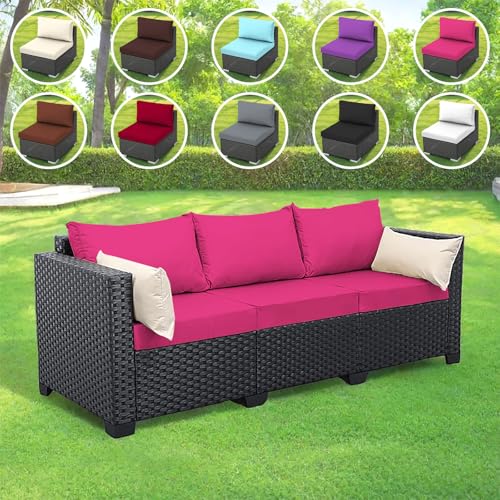 Hixingo Outdoor Sofa Sitzkissenbezug Ersetzen Einfarbig, Wasserdicht Couch Kissenbezug Terrassenstuhl Sofakissen Abnehmbar Sitzkissenbezug für Gartenmöbel Rattan (Rosa,S) von Hixingo