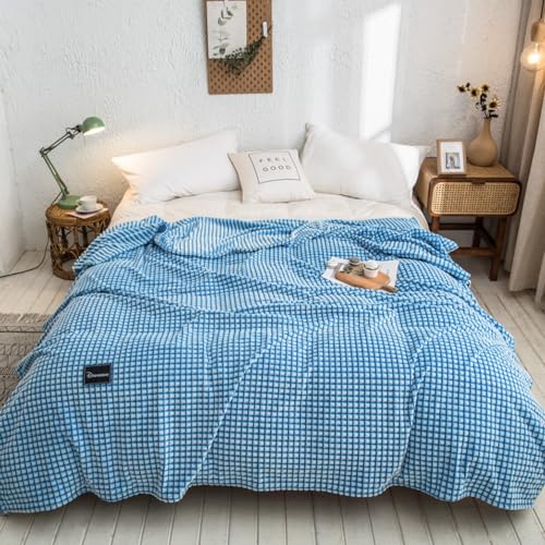 Hixingo Reine Farbe Kuscheldecke, Fleecedecke Wolldecke Mikrofaser Sofa Überwurfdecke Kuscheldecke Flauschig Sofadecke, Weich Wohndecke Sofaüberwurf (180x200cm,Seeblau) von Hixingo