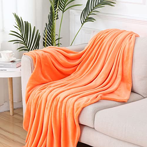 Hixingo Reine Farbe Kuscheldecke Fleecedecke Wolldecke, Mikrofaser Sofa Überwurfdecke Kuscheldecke Flauschig Sofadecke, Weich Sofaüberwurf Couchdecke Wohndecke (150x200cm,Orange) von Hixingo