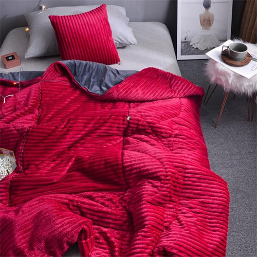 Hixingo Reisedecke Kissen Decke 2 in 1, Wurfkissen Verwandlungskissen Flugzeugdecke Warme Steppdecke für Ruhe Auto Büro Zuhause Schlafen Nickerchen Reisedecke (150x195cm,groß Rot) von Hixingo