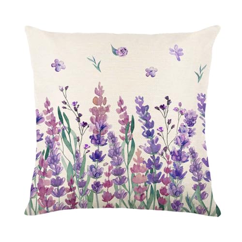 Hixingo Sofakissen mit Füllung und Bezug, 45x45 50x50 Dekokissen mit Füllung Bezug 3D-Druck Taillenkissen Weiches Komfort für Sofa, Bett, Wohnzimmer, Halloween, Weihnachten (Lavendel,50x50cm) von Hixingo