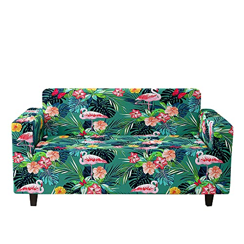 Hixingo Stretch Waschbar Sofa Überzug, Sofa Cover 1 2 3 4 Sitzer 3D Tier, Universal Elastische Weich Couch Überzug, Sofabezug für Wohnzimmer (Vögel und Grün,3 Sitzer) von Hixingo
