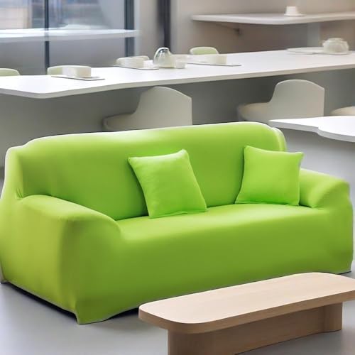 Hixingo Stretch Waschbar Sofa Überzug, Sofa Cover 1 2 3 4 Sitzer Feste Farbe, Universal Elastische Weich Couch Überzug, Sofabezug für Wohnzimmer (Apfelgrün,4 Sitzer) von Hixingo