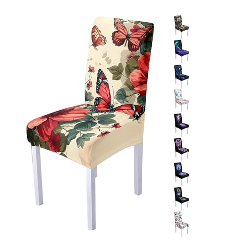 Hixingo Stuhlhussen 1 2 4 6er Set,3D-Druck Stretch Stuhlhussen Schwingstühle Waschbar Stuhlbezug,Esszimmerstühle Stuhlbezüge für Küche,Restaurant,Party Schutz (2er Set,Schmetterling) von Hixingo