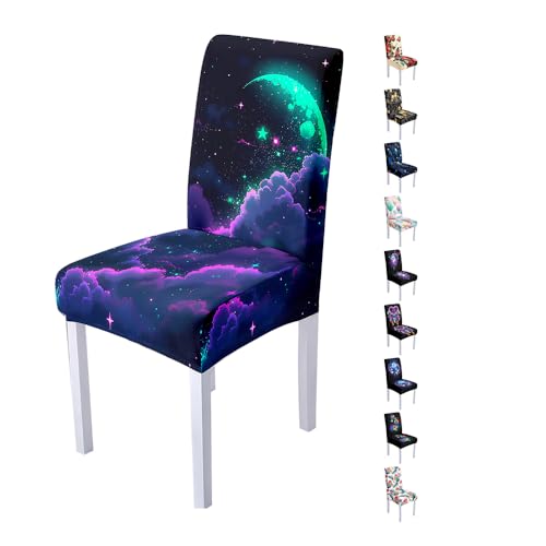 Hixingo Stuhlhussen 1 2 4 6er Set,3D-Druck Stretch Stuhlhussen Schwingstühle Waschbar Stuhlbezug,Esszimmerstühle Stuhlbezüge für Küche,Restaurant,Party Schutz (2er Set,Sternenhimmel) von Hixingo