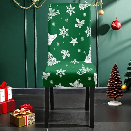 Hixingo Stuhlhussen 1 2 4 6er Set,3D Weihnachtsdruck Stretch Stuhlhussen Schwingstühle Waschbar Stuhlbezug,Esszimmerstühle Stuhlbezüge für Küche,Restaurant,Party Schutz (Grün,6er Set) von Hixingo