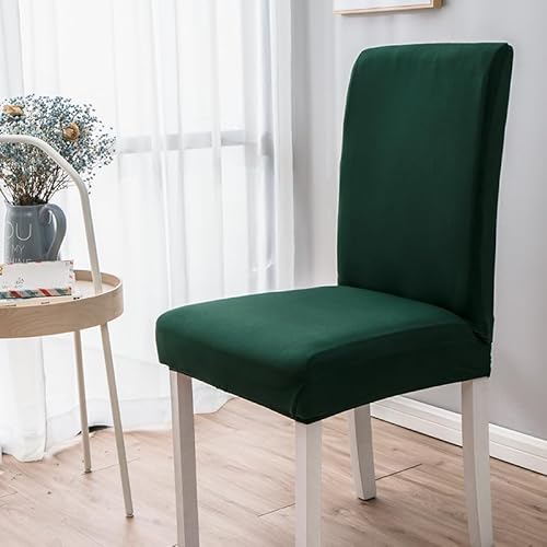 Hixingo Stuhlhussen 1 2 4 6er Set,Dauerhaft Nordische Unifarben Stretch Stuhlhussen Schwingstühle Waschbar Stuhlbezug,Esszimmerstühle Stuhlbezüge für Küche,Restaurant (Dunkelgrün,2er Set) von Hixingo