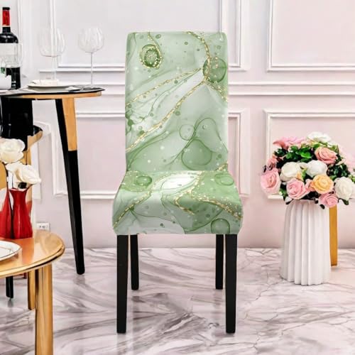 Hixingo Stuhlhussen 1 2 4 6er Set,Einfacher Druck Stretch Stuhlhussen Schwingstühle Waschbar Stuhlbezug,Esszimmerstühle Stuhlbezüge für Küche,Restaurant,Bankett (4er Set,Grün) von Hixingo