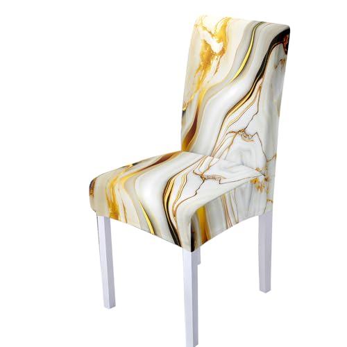 Hixingo Stuhlhussen 1 2 4 6er Set,Elegante Drucke Stretch Stuhlhussen Schwingstühle Waschbar Stuhlbezug,Esszimmerstühle Stuhlbezüge für Küche,Restaurant,Bankett (1er Set,Beige) von Hixingo