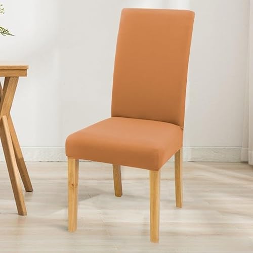 Hixingo Stuhlhussen 1 2 4 6er Set,Moderne Unifarben Stretch Stuhlhussen Schwingstühle Waschbar Stuhlbezug,Esszimmerstühle Stuhlbezüge für Küche,Restaurant (2er Set,Fleischfarbenes Orange) von Hixingo
