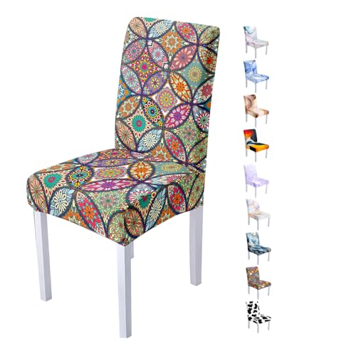 Hixingo Stuhlhussen 1 2 4 6er Set,Stretch Stuhlhussen Schwingstühle Waschbar Stuhlbezug,Esszimmerstühle Stuhlbezüge für Küche,Restaurant,Bankett,Party Schutz (6er Set,Kaleidoskop) von Hixingo
