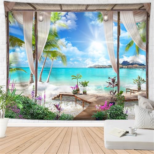 Hixingo Wandteppich Wandbehang Wandtuch, Tapisserie Aesthetic Zuhause, Wandkunst für Zimmer, Tapisserie für Wohnzimmer Schlafzimmer Wohnheim Wanddeko, Urlaub Landschaft (200x150cm,Hotel) von Hixingo