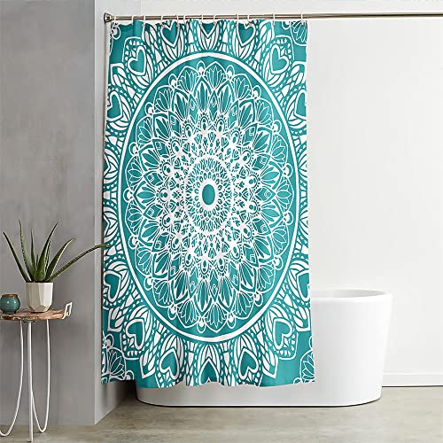 Hixingo Wasserdicht Duschvorhang 3D, Blickdicht Duschvorhänge mit 12 Duschvorhängeringen Duschvorhang Waschbar Duschvorhang Set für Familie (180x200cm,Blaues Mandala 1) von Hixingo