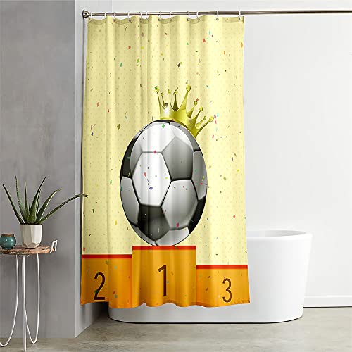 Hixingo Wasserdicht Duschvorhang 3D Fußball Blickdicht Duschvorhänge mit 12 Duschvorhängeringen Duschvorhang Waschbar Duschvorhang Set für Badezimmer Badewanne (90x180cm,Champions) von Hixingo