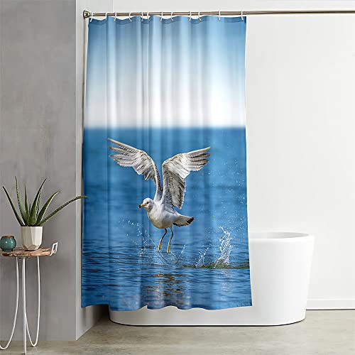 Hixingo Wasserdicht Duschvorhang 3D Möwen Blickdicht Duschvorhänge mit 12 Duschvorhängeringen Duschvorhang Waschbar Duschvorhang Set für Badezimmer Badewanne (120x180cm,Vogel) von Hixingo