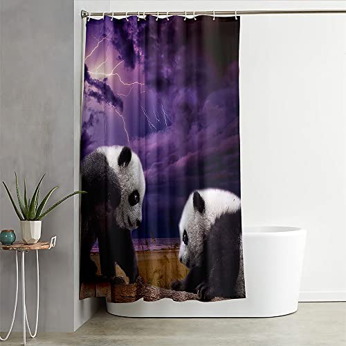 Hixingo Wasserdicht Duschvorhang 3D Panda, Blickdicht Duschvorhänge mit 12 Duschvorhängeringen Duschvorhang Waschbar Duschvorhang Set für Familie (180x200cm,Panda G) von Hixingo