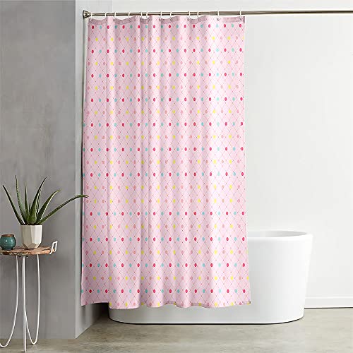 Hixingo Wasserdicht Duschvorhang 3D Polka-Tupfen Blickdicht Duschvorhänge mit 12 Duschvorhängeringen Duschvorhang Waschbar Duschvorhang Set für Badezimmer Badewanne (180x200cm,rosa) von Hixingo