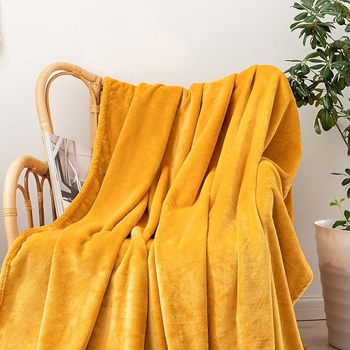 Hixingo Weichheit Fleecedecke Wolldecke, Mikrofaser Sofa Überwurfdecke Kuscheldecke Flauschig Sofadecke, Weich Sofaüberwurf Couchdecke Wohndecke Fleecedecke (70x100CM,Gelb) von Hixingo