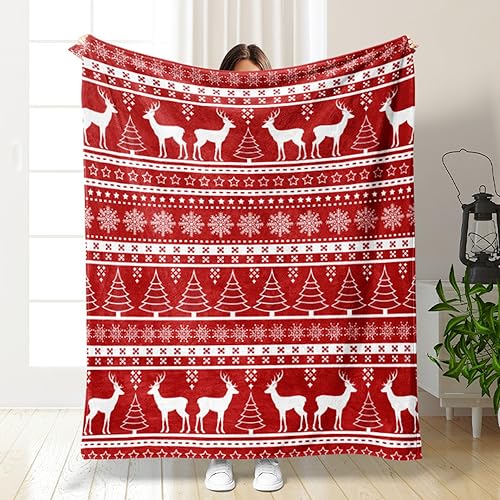 Hixingo Weihnachtstag Kuscheldecke Fleecedecke Wolldecke, Mikrofaser Sofa Überwurfdecke Kuscheldecke Flauschig Sofadecke, Weich Sofaüberwurf Couchdecke Wohndecke (70x100cm,Rote Weihnachten) von Hixingo