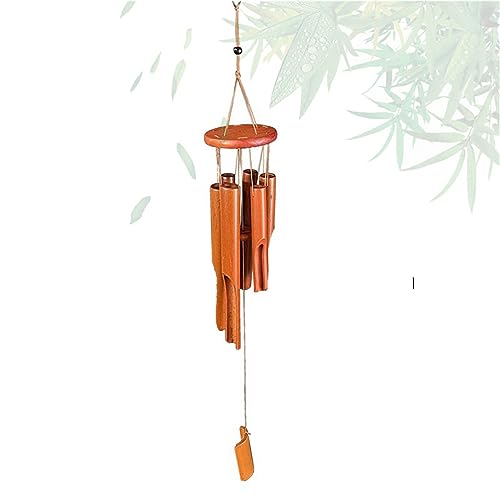 Hixingo Windspiele fur Draußen Hangend, Holz Bambus-Windspiel zum Basteln Aluminiumle Legierung Röhren Klangspiel Wind Chimes für Garten, Hof, Terrasse (Brown,75cm) von Hixingo