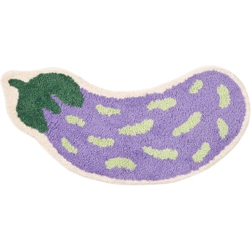 HiyyFloy Weiche Badematte Cartoon-Motiv, Lustiger Teppich in Bananen- Und Auberginenform, Wasserabsorbierend, rutschfeste Matte, Waschbarer Teppich Für Badezimmer Und Toilette von HiyyFloy