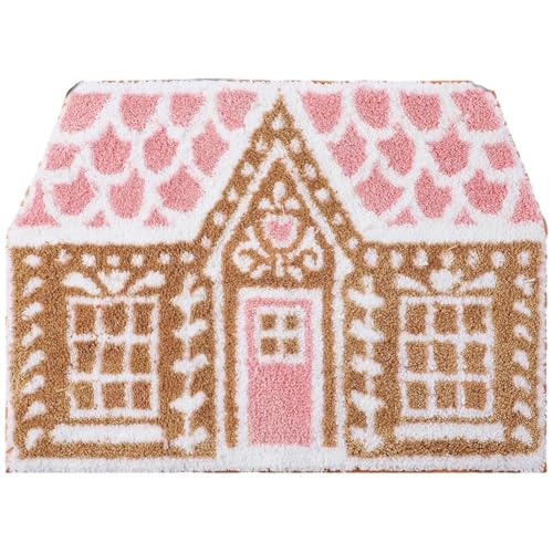 HiyyFloy Weihnachts-badematte, Weihnachts-lebkuchenhaus-fußmatte, rutschfeste Badezimmerteppiche, Weihnachts-winterferien-fußmatten Für Weihnachtsdekorationen von HiyyFloy