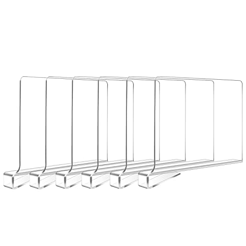 Hiziwimi 6 Stück Transparente Acryl-Regalteiler, multifunktionaler Regalteiler, verstellbarer Kleiderorganisator, transparenter Organizer für Lagerung, Holzschrank, Schlafzimmer(6) von Hiziwimi