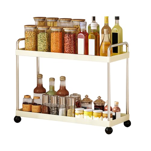 Hjatirace 2-stufige Badezimmerarbeitsplatte, Mehrzweckgebrauch, 48.7x18.5x40,5 cm, Platzsparende Speisekammerregal, Ölflaschenständer, Kompaktes Design, Für Küche, Zuhause von Hjatirace