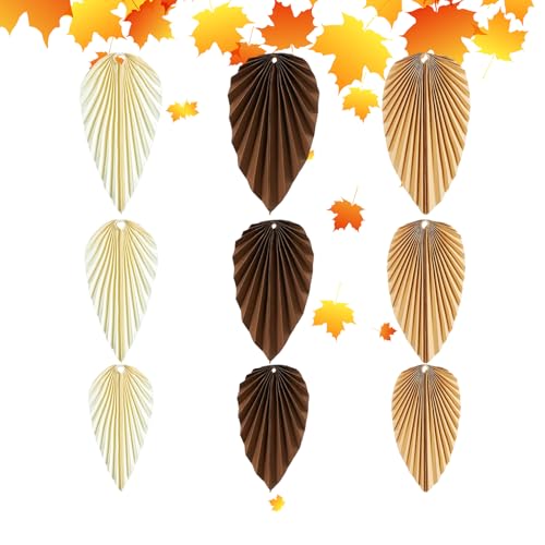Hjatirace Herbstparty Dekoration - 9 Stücke Wanddeko Ahornblätter Papierventile Deko | Hängbare Herbstdeko Für Decke Und Wand - Wand Decke Partyschmuck von Hjatirace