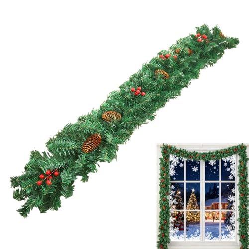 Hjatirace Realistische Weihnachtsgirlande,2.7 Meter Tischgirlande | Künstlicher Rankenkranz mit roten Beeren und Tannenzapfen für realistische Deko | Für Zuhause Tisch Kaminsims Wand Outdoor Hjatirace Realistische Weihnachtsgirlande,2.7 Meter Tischgirlande | Künstlicher Rankenkranz mit roten Beeren und Tannenzapfen für realistische Deko | Für Zuhause Tisch Kaminsims Wand Outdoor von Hjatirace