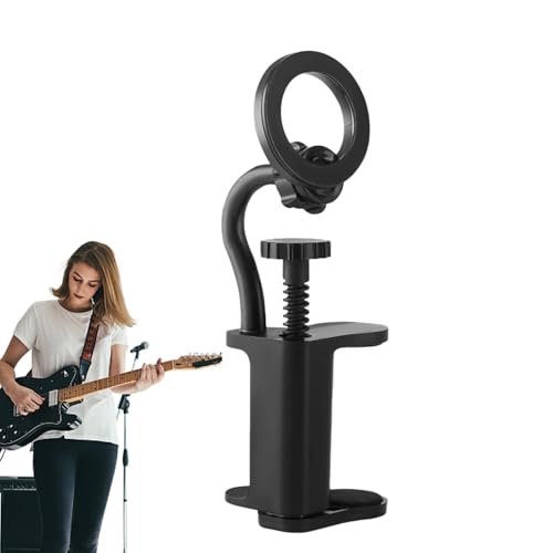 Verstellbare Handy-Halterung, Gitarren-Handy-Halterung, magnetische Ukulele-Smartphone-Halterung, Bassgitarren-Zubehör, einfach zu bedienen, tragbar für Live-Übertragung von Hjatirace