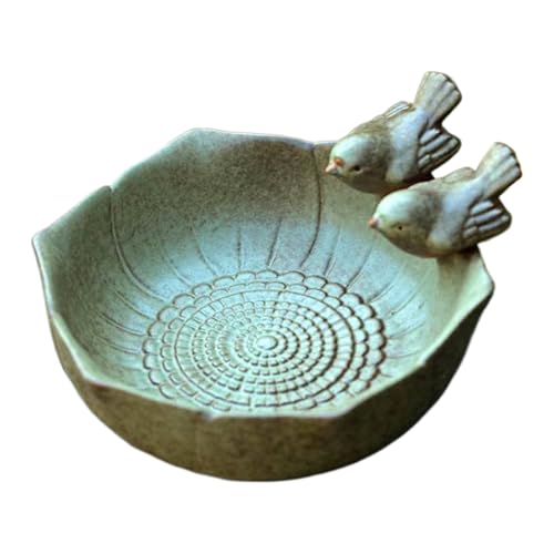 Vogelfutterspender, Futtertablett Für Den Garten, Wassernapf Für Wildtiere, Bleibt Stabil Auf Rasen Oder Erde, Keramikmaterial, 16 X 16 X 8 cm (6,3 X 6,3 X 3,15 Zoll), Für Garten Und Außenbereich von Hjatirace