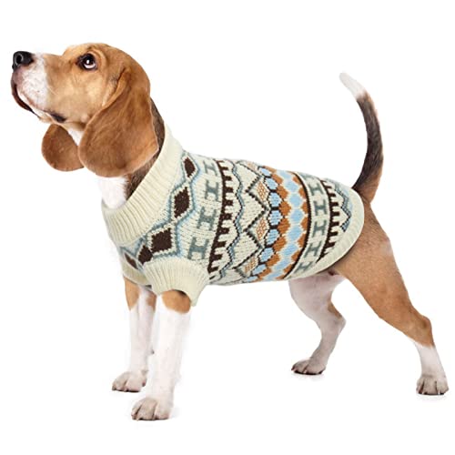 Hjumarayan Boho Hundepullover - Kleine Hunde Weihnachtspullover, Dicken Hundepulli, Französische Bulldogge Chihuahua (Weiß M) von Hjumarayan