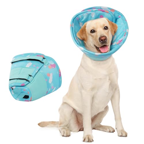 Hjumarayan Halskrause Hund - Weiche Leckschutz Hund Verstellbares Hundekragen Leckschutz Wasserdicht Schutzkragen, Verhinderung von Verletzungen oder Wunden Leckt oder Kratzt (Blau XL) von Hjumarayan