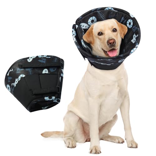 Hjumarayan Halskrause Hund Weich - Hundekragen Leckschutz, Schutzkragen Hund Wasserdicht Kragen nach OP, Leicht Trichter Verhinderung von Wunden Leckt oder Kratzt (Schwarz XL) von Hjumarayan