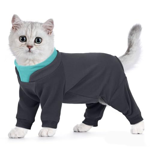Hjumarayan OP Body Katze, Komplettabdeckung Katzen Erholungsoverall Katzenbody mit Lange Beine, Onesie nach Operation gegen Lecken Warmer Fleece Katzenpullover Haftenden Haaren, Grau XS Hjumarayan OP Body Katze, Komplettabdeckung Katzen Erholungsoverall Katzenbody mit Lange Beine, Onesie nach Operation gegen Lecken Warmer Fleece Katzenpullover Haftenden Haaren, Grau XS von Hjumarayan