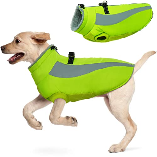 Hjyokuso Hundemantel Wasserdicht, Hunde Wintermantel, Hundejacke für Kleine Mittel Große Hunde, Winddichte Hundekleidung Winterjacke mit Reflektierender Streifen und Reißverschluss - XXXL von Hjyokuso