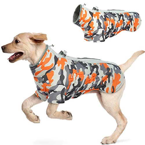 Hjyokuso Wasserdichter Hundemantel Winter Warme Jacke, Hundejacken für kleine Mittel Große Hunde, Hundepullover, Winddichte Wintermantel Hund mit Reflektierender Streifen und Reißverschluss XXL von Hjyokuso