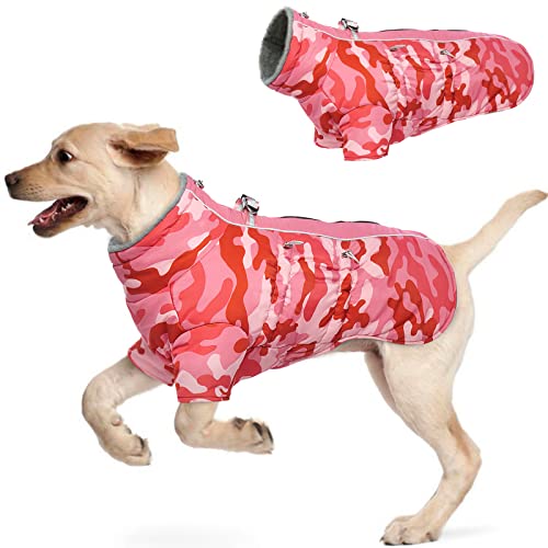 Hjyokuso Wasserdichter Hundemantel Winter Warme Jacke, Hundejacken für kleine Mittel Große Hunde, Hundepullover, Winddichte Wintermantel Hund mit Reflektierender Streifen und Reißverschluss XXXL von Hjyokuso