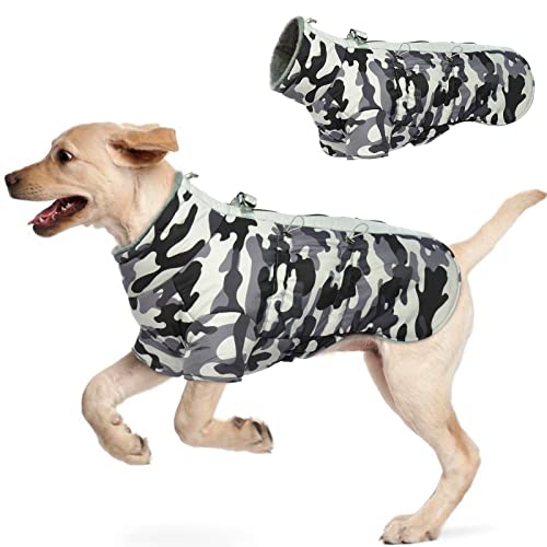 Hjyokuso Wasserdichter Hundemantel Winter Warme Jacke, Hundejacken für kleine Mittel Große Hunde, Hundepullover, Winddichte Wintermantel Hund mit Reflektierender Streifen und Reißverschluss XXXL von Hjyokuso