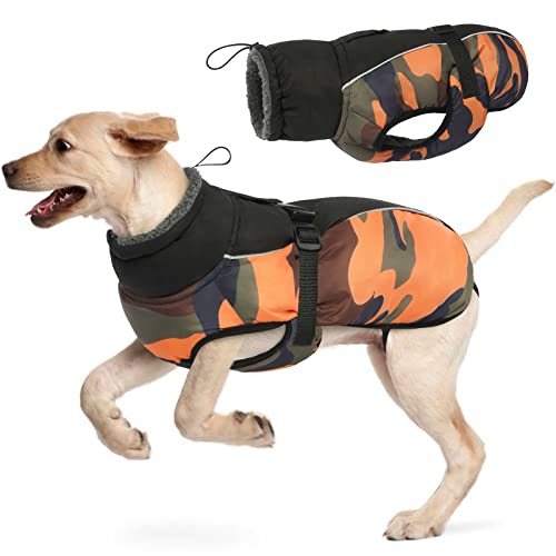 Wasserdichter Hundemantel Winter Warme Hundejacke, Hundebekleidung Outfit für kleine mittel große Hunde, Hundepullover mit Sicheren Reflexstreifen für Labrador Chihuahua Französische Bulldogge von Hjyokuso